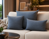 Almofada de Linho Azul com Zíper – Decoração Rústica e Sofisticada